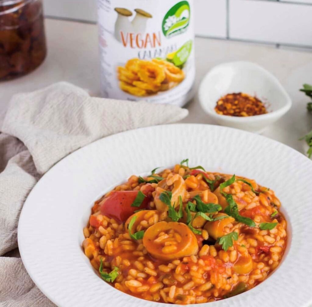 Risotto vegano de calamares